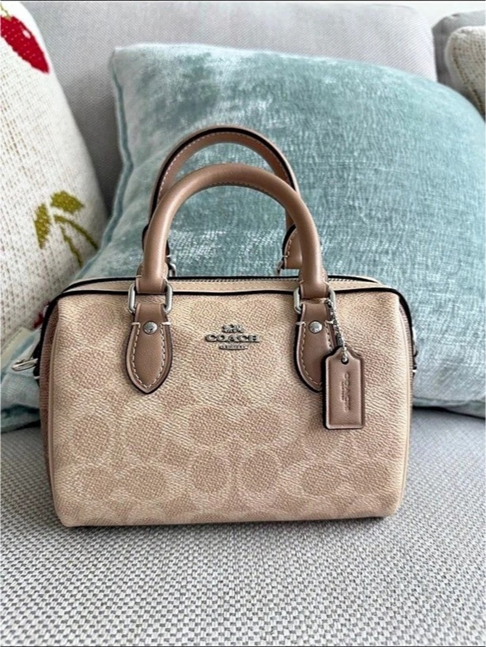 Coach Rowan Satchel in Signature Canvas Brown & Tan